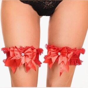 🦋B2G1🦋DAISY CORSETS Kitten Collection Red/Red Lace Garters ( Set of 2 ) | S/M |